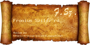 Fronius Szilárd névjegykártya
